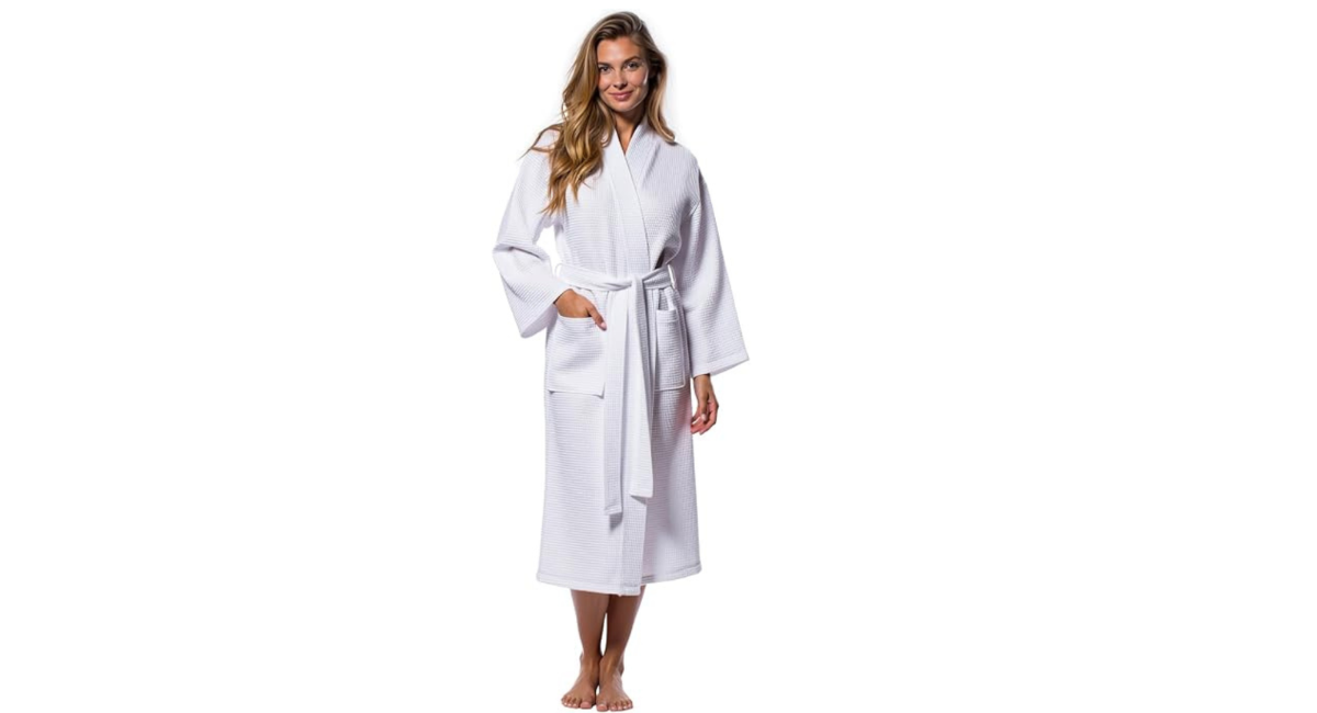 . Turquaz Womens Lightweight Waffle Kimono Bathrobe for Men - Soft Quick-Dry Spa & Summer Towel Robe, Cotton Blend
