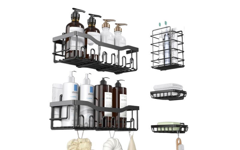 5-Pack Rustproof Adhesive Shower Caddy Set