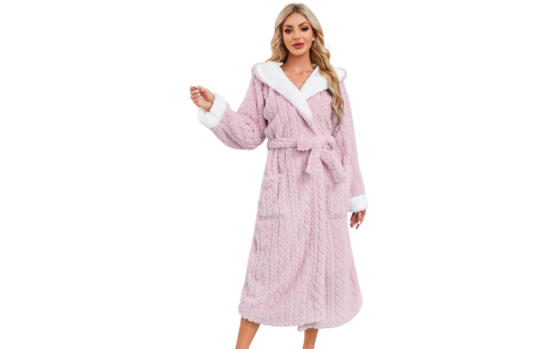 LYCY Women's Plush Hooded Robe