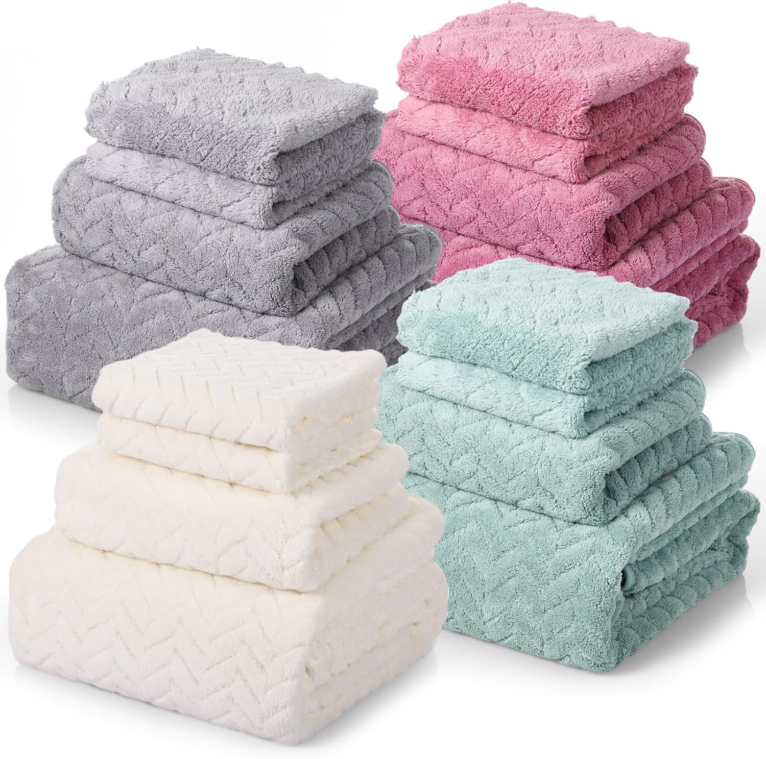 Mixweer 16 Piece Coral Velvet Towel Set