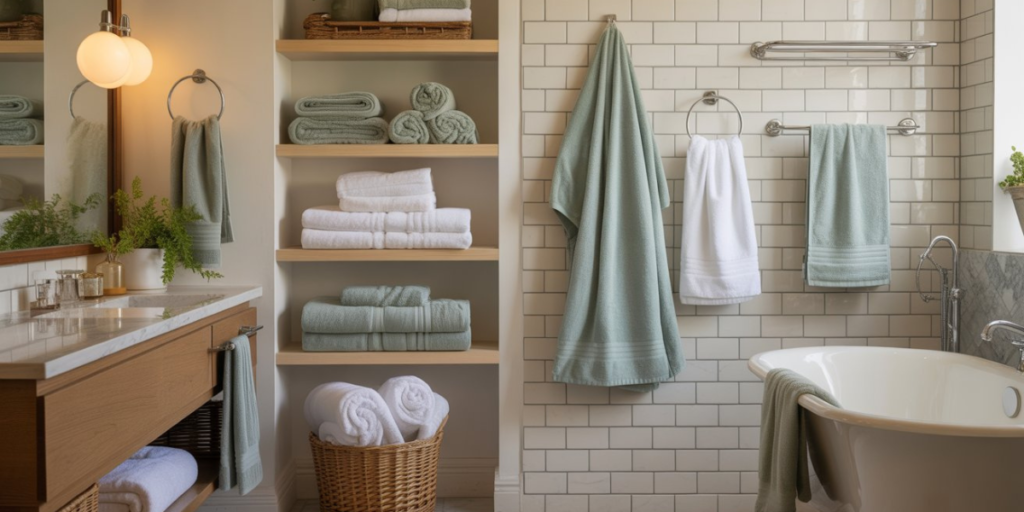 how to display towels in bathroom