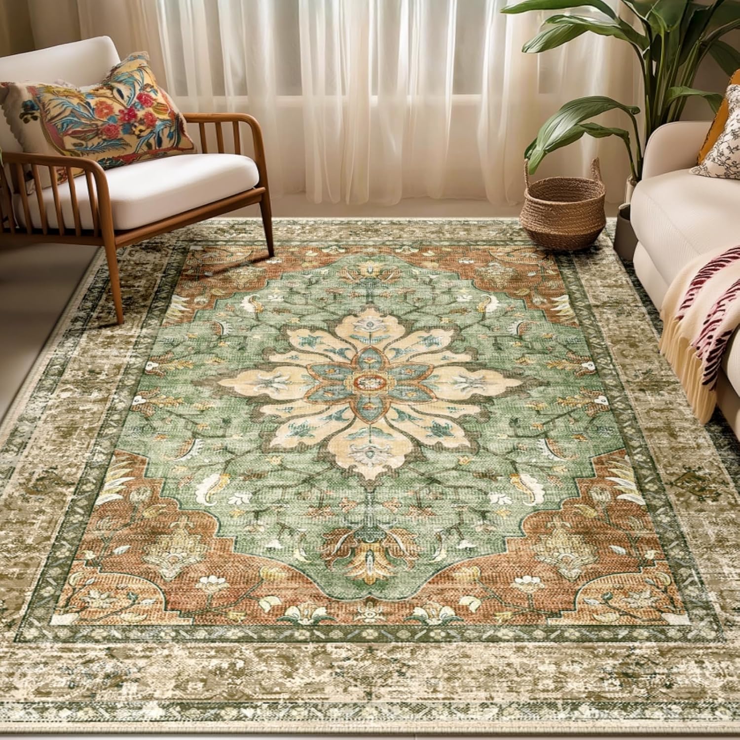 RELEANY Vintage Floral Rug 5'x7'