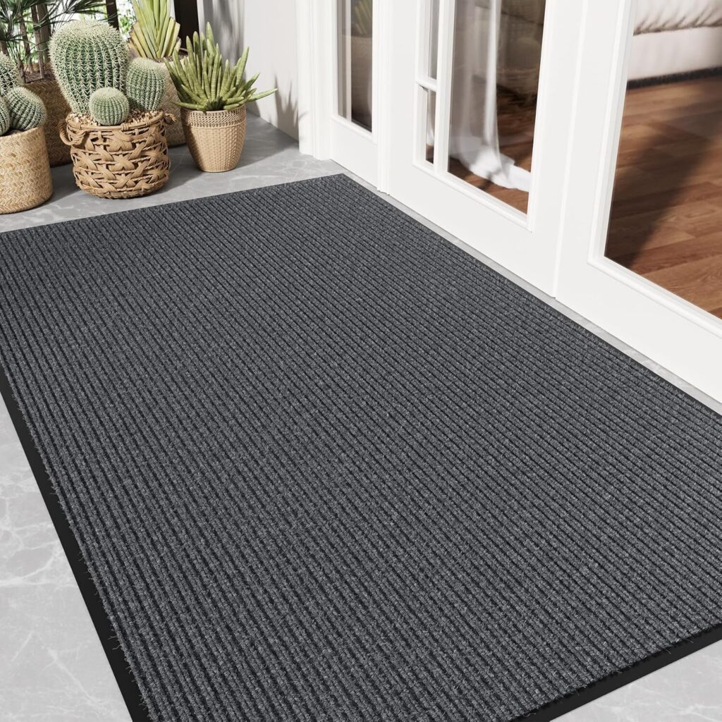 Heavy Duty Front Door Mat 3x5 Non-Slip Commercial Entrance Mat Grey
