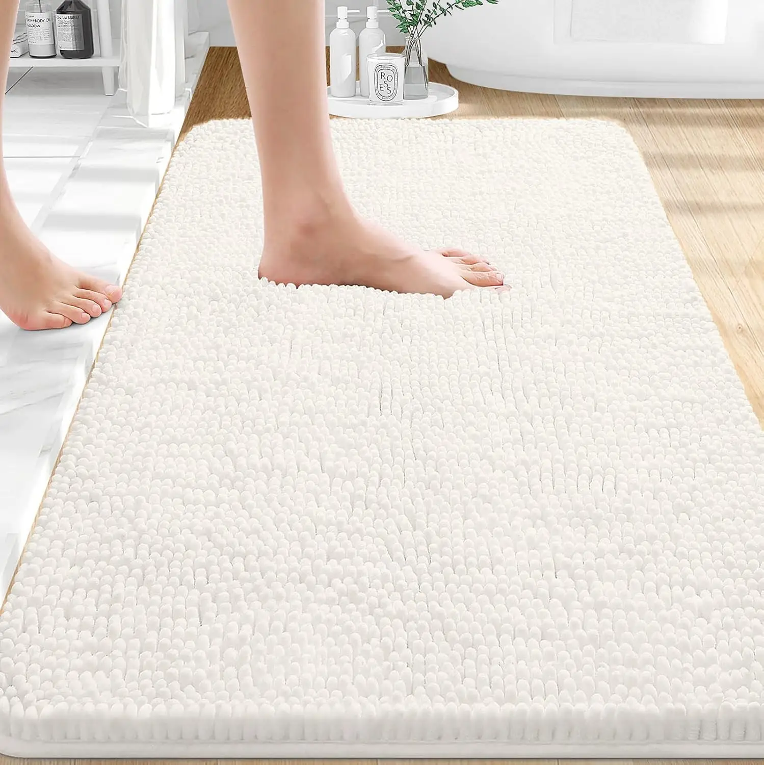OLANLY Ivory Bath Mat 36×24