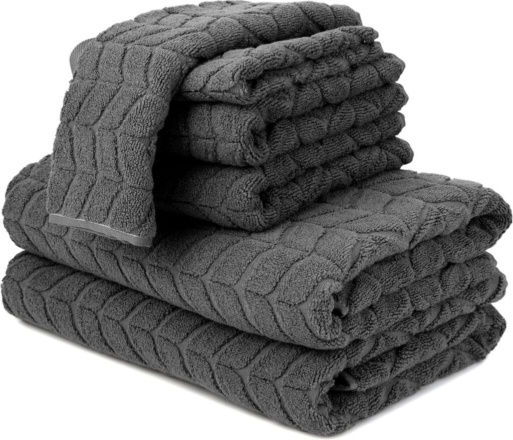 Alusa Home 700 GSM granite grey zero twist cotton 6 piece luxury bath towel set veteran owned