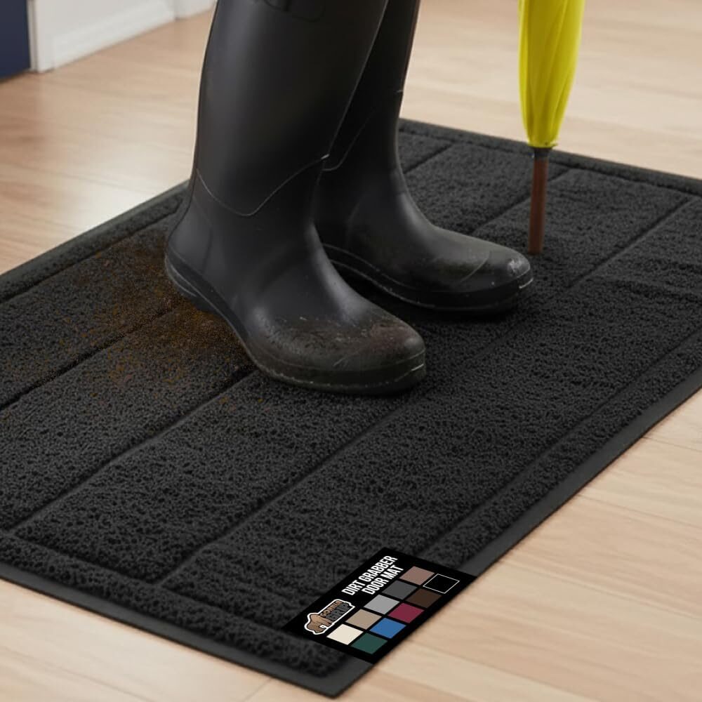 GORILLA GRIP Dirt Grabber Mesh Weave Heavy Duty Commercial Entrance Mat 47x35 Black