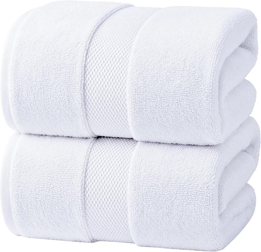 Infinitee Xclusives jumbo bath sheets 600 GSM 35x70 inches brilliant white 100% ring spun cotton towels