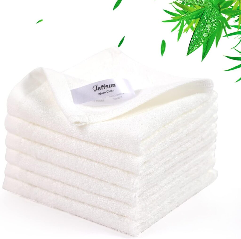 Jeffsun baby washcloths 10x10 inch plant-based rayon — best soft washcloths for sensitive and acne-prone facial skin
