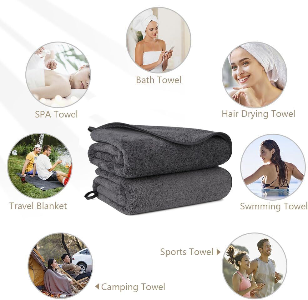Orighty premium microfiber bath towels 27x54 inch grey — best budget soft bath towels for sensitive skin