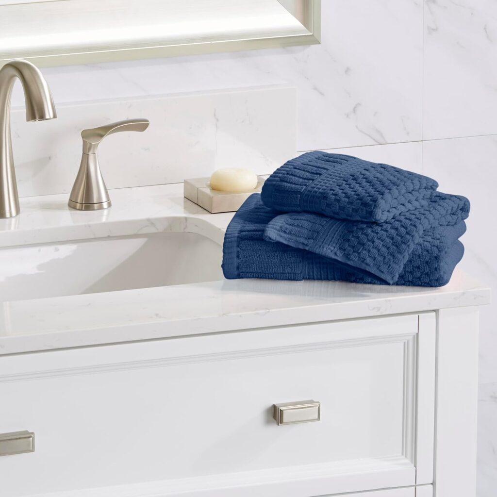 Trinity Collection 600 GSM 100% cotton towel set navy OEKO-TEX certified — best thick bath towels for eczema and dry skin