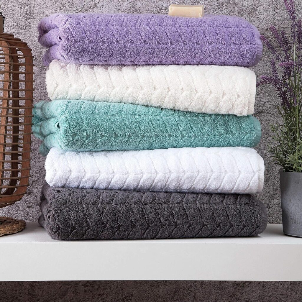 BAGNO MILANO Turkish cotton Jacquard towel set aqua green made in Turkey — best luxury bath towels for sensitive skin eczema rosacea